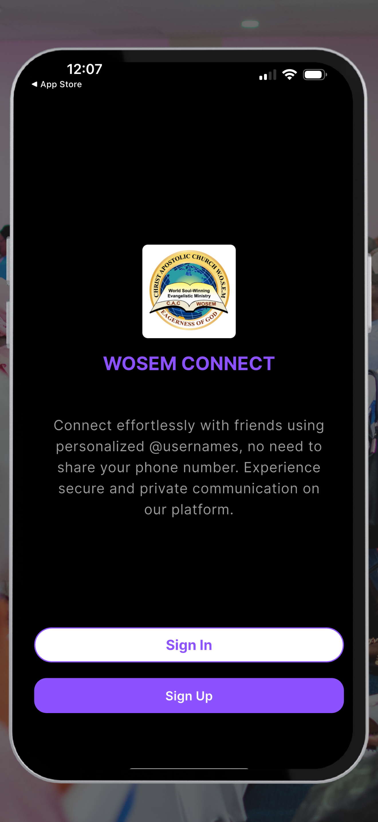 App Screenshot - Media library with sermons and worship content
